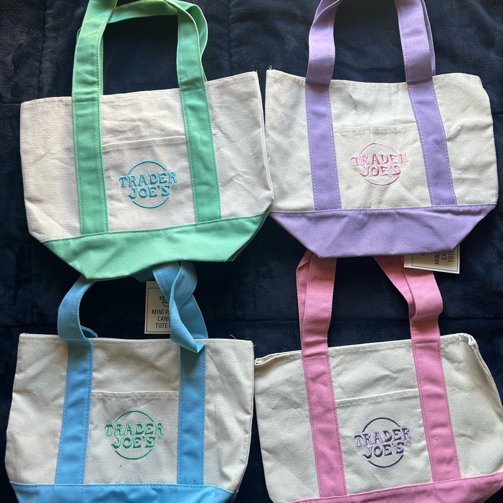 Trader Joe’s Mini Canvas Tote – Pastel Colors (NWT)
